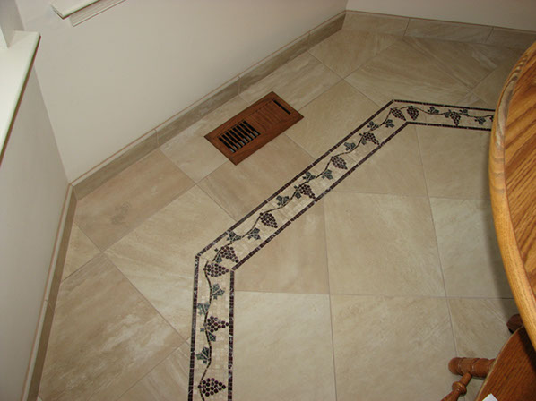 porcelain tile with mosaic border