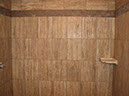 travertine tile stall shower with mosaic strip-voorhees,nj